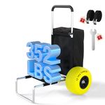 GUGY Beach Cart with 13" Big Balloon Wheels for Sand, 352LBS Loading Capacity, Lightweight Folding Aluminum Beach Dolly Wagon Trolley Buggy with 15"*19.5" Large Cargo Deck, 33"-51.6" Adjustable Handle