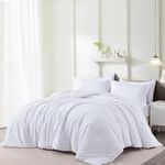 Chezmoi Collection Solid White Cotton Comforter Set Queen Size, 3-Piece Luxury Soft Breathable Smooth Cooling 250TC Cotton Twill Lightweight Bedding Comforter for All Season