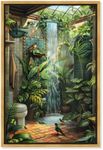 Art Remedy Waterfall Bathroom Canvas Jungle Bathroom Art, Gold Frame, 36" x 54"