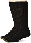 Gold Toe Men's Cotton Moisture Control Canterbury Crew Dress Socks (3 Pair Pack), Black