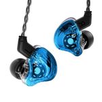 CCZ Melody Wired Earbuds Earphones, HiFi 1DD 1BA Drivers in Ear Headphones, in Ear Monitors with Crisp Clear Sound, IEM Corded Earbuds for Singers Musicians Drummer Studio (Blue, Without Microphone)