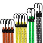 Bungee Cords with Hooks Jsdoin 12PCS Heavy Duty Bungee Cord Weatherproof & UV-Resistant Elastic Bungee Straps For Securing Tarps, Luggage, Tents, Bikes, Garden Furniture