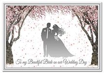 To My Wife on Our Wedding Day Cards - from Groom to Bride Wedding Card - Special Keepsake Wishes - Blank Inside to Write own Message - Quality Marriage Greeting - Cherry Blossom Silhouette