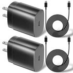 2-Pack 25W USB C Charger for Samsung, 2X 6.6ft USB C to USB C Cables, USB C Charger Block for Samsung S24/S23/S22/S21/S20, A55/A54/A53, C55, Tab S9/S8/S7/S6,A9/A8,Z Fold 4/5/6,Z Flip 4/5/6 (2 Pack)