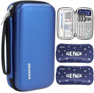 suzamed Insulin Cooler Travel Case,EVA Insulation Travel Medicine Kit with 2 Ice Packs for Diabetes Care,Insulin Pen and Other Diabetic Supplies (Blue)