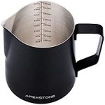 Apexstone 20 oz Black Espresso Steaming Pitcher, Espresso Milk Frothing Pitcher 20 oz Black, Coffee Milk Frothing Cup, Coffee Steaming Pitcher 20 oz/600 ml