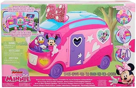 Disney Junior Minnie Mouse Bows-A-Glow Rolling Glamper 13-Piece Figures and Playset, Kids Toys for Ages 3 Up, Amazon Exclusive by Just Play