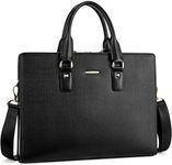 BOSTANTEN Leather Lawyers Briefcase Shoulder Laptop Business Slim Bags for Men & Women Black