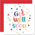 Get Well Soon Cards for Men - Get Well Soon Hearts - Get Well Cards for Women, Speedy Recovery Card, 145mm x 145mm Joke Humour Get Well Greeting Cards for Best Friend Brother Sister Work Colleague