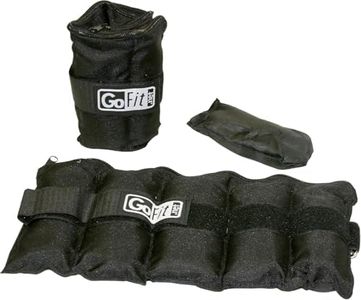 GoFit Adjustable Ankle Weights for Men and Women – Nylon Canvas Arm Leg Wrist Weights – 5 lb pair, Black,GF-5W