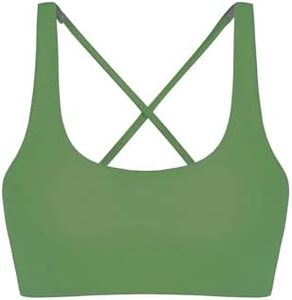 ZAFUL Women's Adjustable Lace-up Bikini Top Push Up Padded Scoop Neck Swimsuit Tops Army Green L