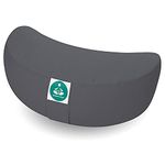 Present Mind (Height 15 cm) Crescent Zafu Yoga Bolster for Yin Yoga Made in the EU - Cement Grey 100% Natural Cotton Yoga Cushion with Washable Covers