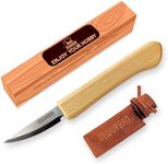 NEWURBAN Wood Carving Knife - Stainless Steel Blade 2.4" (51mm) - Small Sloyd Whittling Knife for Carving with Leather Sheath - Wood Whittling Chisel Knife - Beginners Whittling Tools