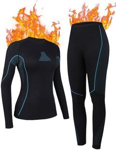 ATTRACO Thermal Underwear for Women Seamless Long Johns Ski Cold Weather Gear Base Layer Black XL