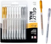 SAKURA Gelly Roll Retractable Gel Pens Colored - Opaque Color Set - Art Gifts, Holiday Gifts & DIY Projects - Medium Point Ink Pen - Colored Gel Pens with White, Gold & Silver Ink - 10 Pack