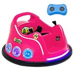 COSTWAY Kids Bumper Car, 12V Electric Ride on Waltzer Cars with Remote Control, 360 Degree Spin, Flashing LED Lights, Built-in Music & Wireless Connection, Battery Powered Ride on Vehicle Toy (Pink)