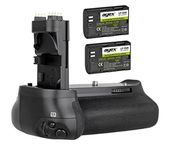 ayex Battery grip compatible with Canon EOS 70D, 80D and 90D including 2x ayex LP-E6 batteries (similar to BG-E14)