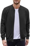 COOFANDY Men's Cotton Bomber Jacket Lightweight Flight Jackets Casual Softshell Varisty Jacket, Black, Small