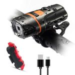 Wastou Bike Lights Super Bright Bike Front Light 1200 Lumen IPX6 Waterproof 6 Modes Cycling Light Flashlight Torch USB Rechargeable Tail Light(USB Cables Included)