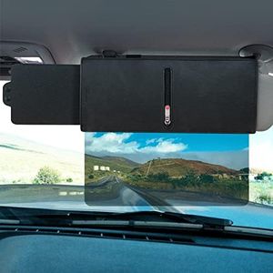 Veharvim Polarized Sun Visor for Car with Zipper Slider, UV400 Car Sun Visor Extension with PC Lens and Side Sunshade,Anti-Glare Car Visor for Safe Driving,UV-Filtering/Protection (Passenger Side)