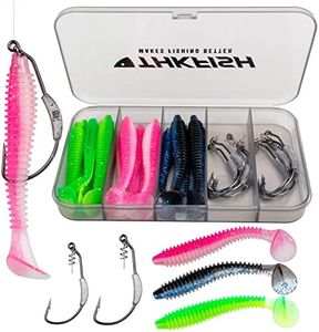 THKFISH Fishing Hooks Twist-Lock Hooks Weighted Hooks Swimbait Hooks for Soft Plastics Saltwater Freshwater 25PCS