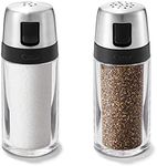 Oxo 1234780CL Salt and Pepper Shaker Set, Clear, Stainless Steel, 4.5-Inch