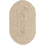 Fernish Decor Jute Oval Rug - Braided Reversible Rug for Living Room Bedroom (Beige, 70x110 CM, Oval)