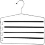 USTECH 4 Tier Skirts Pants with Non-Slip Adjustable Clips Hanger, Space Saving, Garments Organizer, Metal, Chrome | Pack of 2