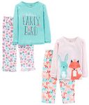 Simple Joys by Carter's Girls' Little Kid 4-Piece Pajama Set, Daddy/Fox/Rabbit, 7