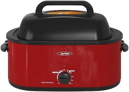 Sunvivi Roaster Oven, 24 Quart Electric Roaster Oven with Glass Lid, Turkey Roaster Oven Buffet with Self-Basting Lid, Removable Pan, Cool-Touch Handles, Red