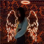 VNDRA® Angel Wings Neon Signs for Wall Decor Angel Wings (24 x 12) Inch Led Lights Signs for Wedding, Party, Bar, Bedroom, Valentine's Day, Christmas Home Game Room Decoration(Warm White)