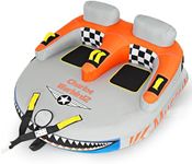 K-Musculo Towable Tubes Heavy Duty Water Tubes - 2 Person Shark Battle Tank, Boat Tubes & Towables, EVA Foam Pads, Drainage, Super Safe Handle, Quick Connector (F-1012)