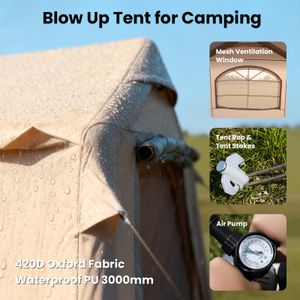 Ytaoeo Inflatable Camping Tent for 8-10 People – 2 Room, Waterproof Oxford, Chimney Opening, 4 Season