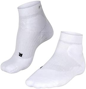 FALKE Men's TE2 Short Tennis Socks, Breathable Quick Dry, Quarter Length, Medium Cushion, Stabilizing High Protection, White (White 2000), 12.5-13.5, 1 Pair