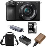 Sony Alpha a6700 Mirrorless Camera Body with E PZ 16-50mm f/3.5-5.6 OSS Lens Bundle with Multi-Device Shoulder Bag, 128GB SD Card, OTG Card Reader, Extra Battery, Smart Charger with LCD Screen