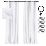 INOVADAY White Blackout Curtains 84 Inches Long, 100% Black Out Curtains Linen Thermal Insulated Room Darkening Drapes for Bedroom, Nursery, Living Room - Bright White W50”xL84”