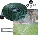 Watoo 2024 25 FT Flat Sprinkler Hose for Lawn Watering Garden Soaker hose with holes, Heavy Duty Lightweight No-Kink Water Hose with Stakes, Irrigation Hose, Great Fun for kids and Dog