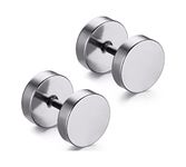 Xusamss Punk Rock Round Titanium Steel Stud Earrings