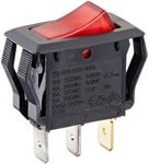 NSi Industries, LLC Rocker Switches, On Off Circut Function, SPST, 15/7.5 amps at 125/250 VAC, 0.625" Width, 1.250" Height, 0.828" Depth, Red - 77150RQ