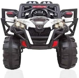 Little Pup 12V Battery Operated Ride On Jeep for Kids | Big Size 4x4 Electric Car with Bluetooth Music, LED Lights, Rechargeable Battery, Openable Doors & Suspension | Kids Jeep Age 1-10 Years (White)