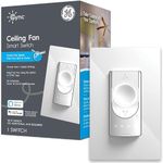 GE CYNC Smart Ceiling Fan Control, Neutral Wire Required, Bluetooth and 2.5 GHz Wi-Fi 4-Wire Smart Switch, Works with Amazon Alexa and Google Home, White