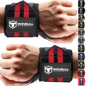 Wrist Wraps (18" Premium Quality) for Powerlifting, Bodybuilding, Weight Lifting - Wrist Support Braces for Weight Strength Training, Black/Red