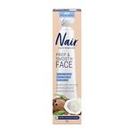 Nair Prep and Smooth Face, Facial Hair Remover, Touch Free Hair Removal Cream with Sensitive Coconut Milk and Collagen for Skincare, Dermatologist Tested, 50g