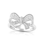 SILVERCLOSEOUT Rhodium Plated Sterling Silver Womens Cz Cubic Zirconia Bow Ring (Size 4-11), Metal, Cubic Zirconia