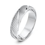 Theia Sterling Silver 925 Serrated Matt Finish with Diagonal Grooves 6mm Wedding Ring - Size V