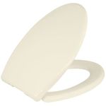 Toilet Seat Elongated with Cover BR501-02 Soft Close, Heavy Duty, Comfortable, Stain-Resistant and Easy to Keep Clean, Fits All Toilet Brands, Executive Series by Bath Royale - Almond/Bone