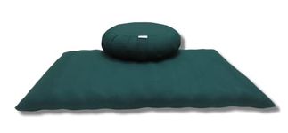 NutriBuck® ZAFU & Zabuton Meditation Yoga Mat Cushion Combo Filled with Buckwheat Hulls (Dark Green)