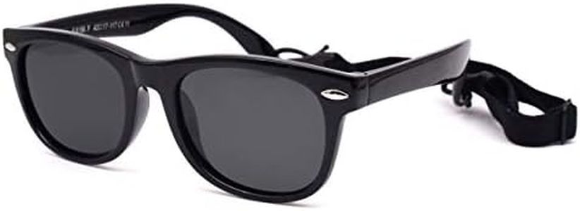 JUSLINK Flexible Polarized Baby Sunglasses for Toddler and Infant with Strap Age 0-4 (Black)
