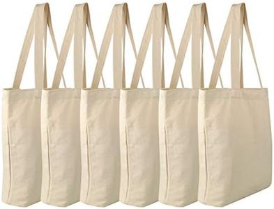 Faylapa 6 Pack Canvas Tote Bags,Heavy Duty and Strong Shopping Grocery Bag Blank Cotton Bags for Decorating Crafts DIY (Style 5)