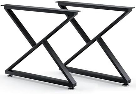 SNYXXOZ Table Legs 28”H x 35”W Heavy Duty Metal Furniture Legs Z Shape for Dining Table Kitchen Table Office Desk Table Base Replacement with Adjustable Feet Pads Screws 1000 LBS Load Black Set of 2